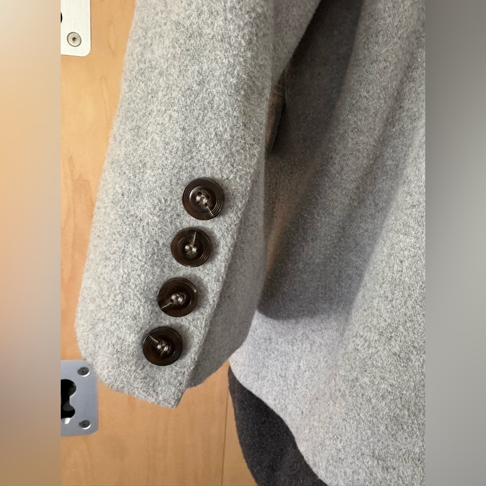 French Mauve, Gray Double-Breasted Coat, L - Picture 8 of 9